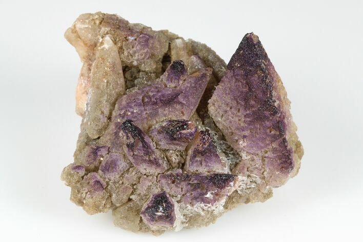 Calcite Crystal Cluster with Purple Fluorite (New Find) - China #177581